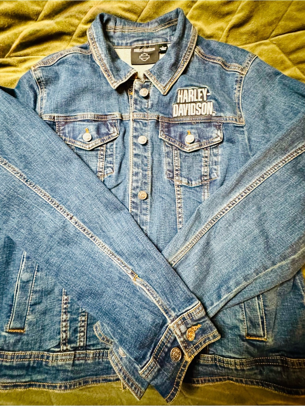 Harley-Davidson Denim Jacket with Red, White and blue Eagle